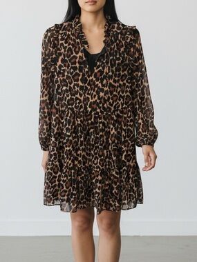 J. Crew Leopard Print Tiered Mini Dress - Brown/Black